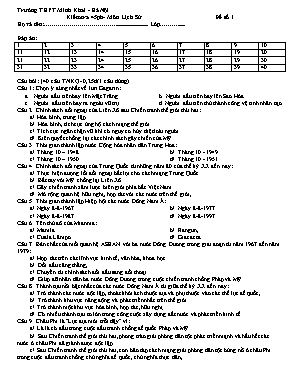Đề kiểm tra một tiết học kì I Lịch sử lớp 12 - Năm học 2016-2017 - Trường THPT Phan Ngọc Hiển